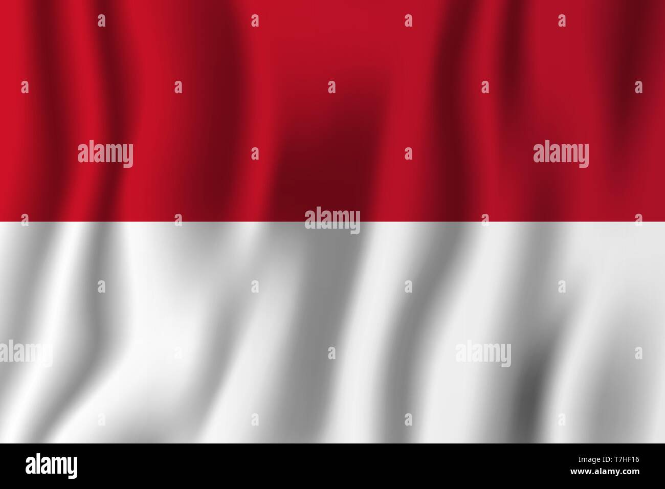 Indonesia realistic waving flag vector illustration. National country background symbol. Independence day. Stock Vector