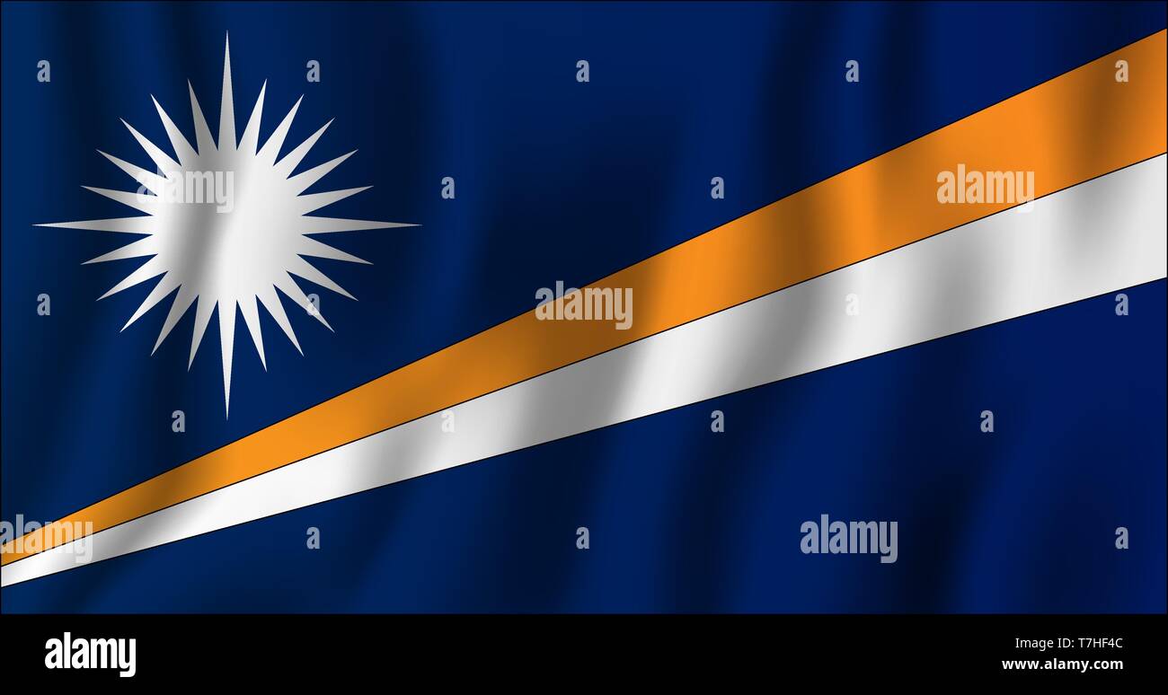 Marshall Islands realistic waving flag vector illustration. National country background symbol. Independence day. Stock Vector