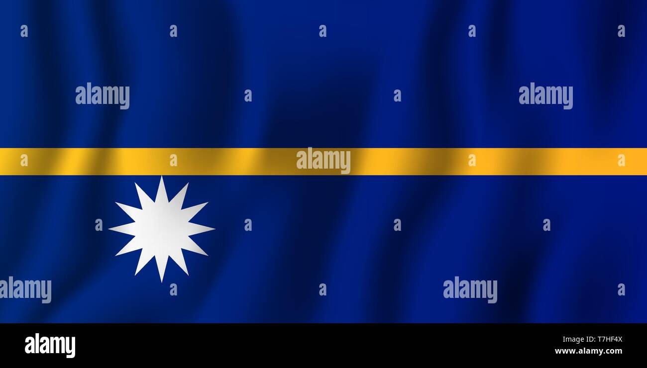 Nauru Realistic Waving Flag Vector Illustration National Country