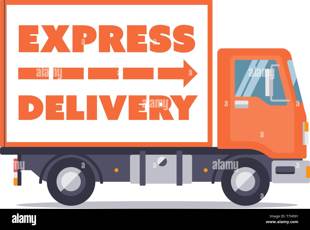 Express delivery truck flat design isolated on white background vector ...