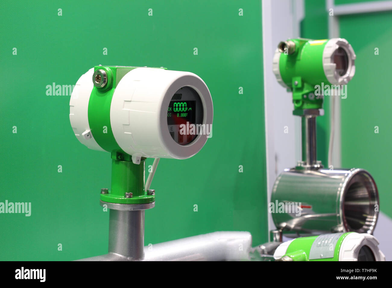 Mass Coriolis flow meter. Measurement of mass, volume, density flow. Mass flow meter of gas, air