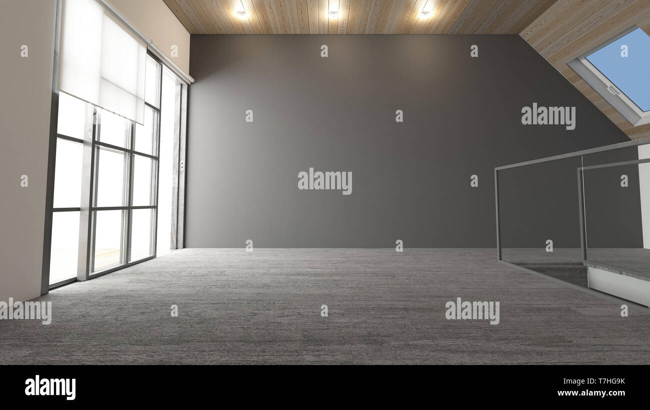 Render of 3D Contemporary Empty Room Stock Photo - Alamy