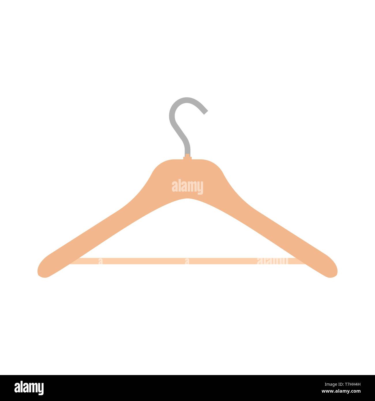 Hanger wear casual symbol empty object equipment vector icon. Wooden