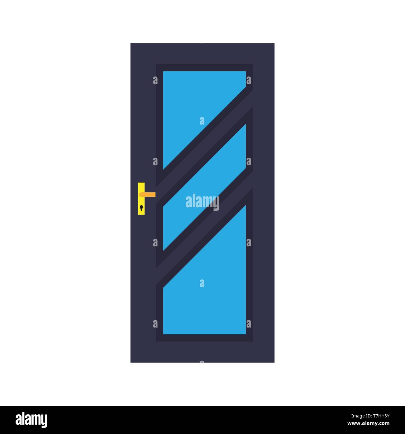Door metal entry symbol vector icon front view. Home entrance room interior with doorknob. Stock Vector