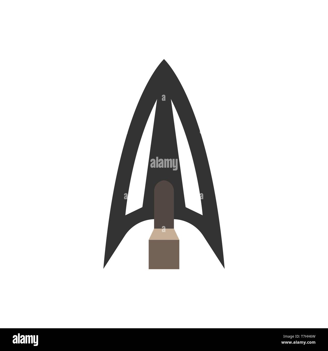 Arowhead bow flat vector shape element archery. Tribal weapon icon retro Stock Vector