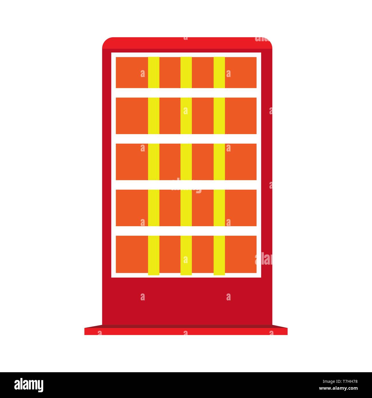 Halogen electric heater red appliance vector icon. Warm glowing floor lamp radiator isolated white Stock Vector
