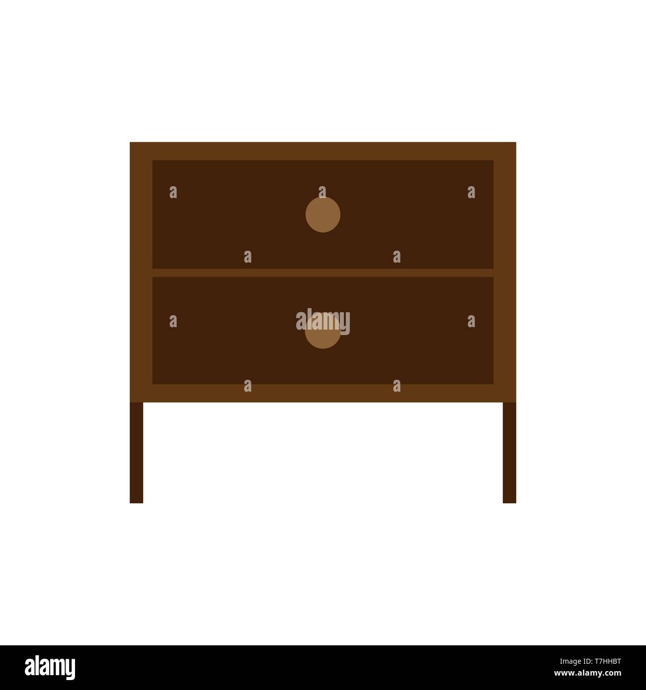 Drawer brown box style equipment retro with shelf. Apartment
