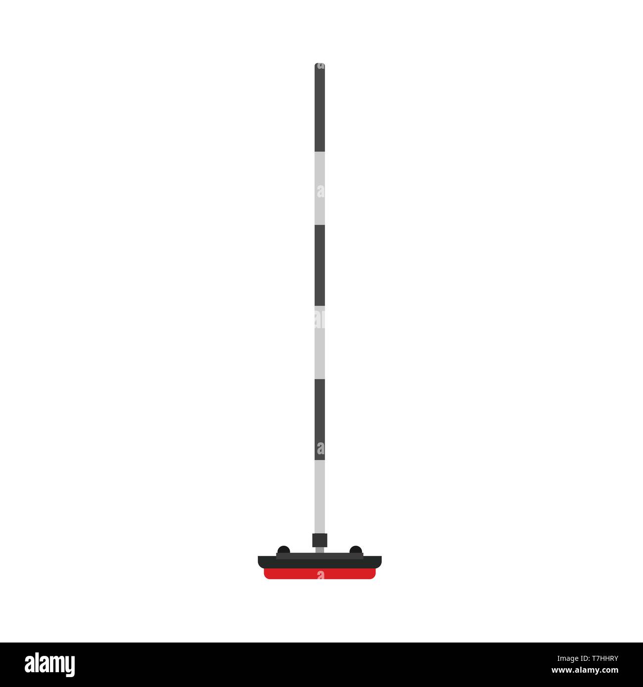 Сurling broom stick sport equipment club game stone vector icon. Ice winter competition exercise