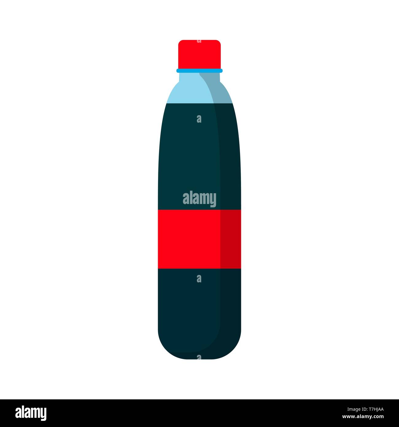Juice bottle flat symbol red label vector icon. Glass silhouette