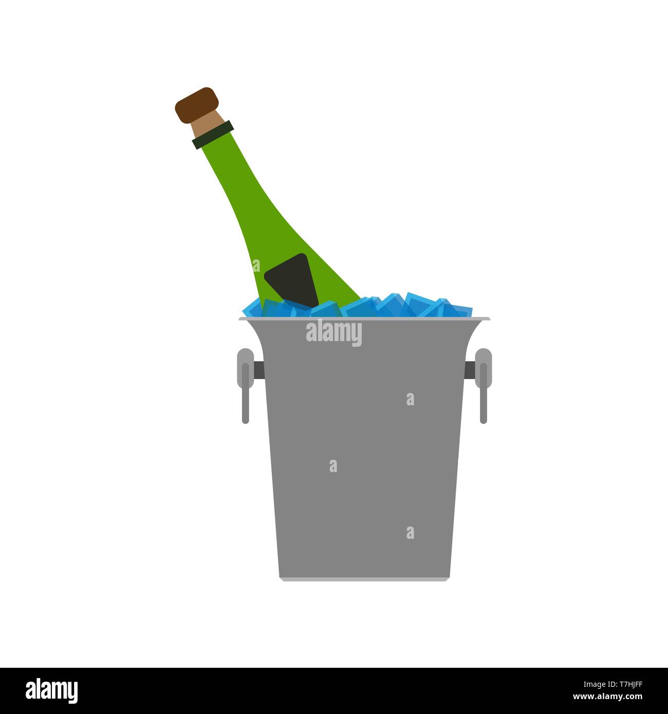 Champagne ice bucket set beverage event anniversary vector icon