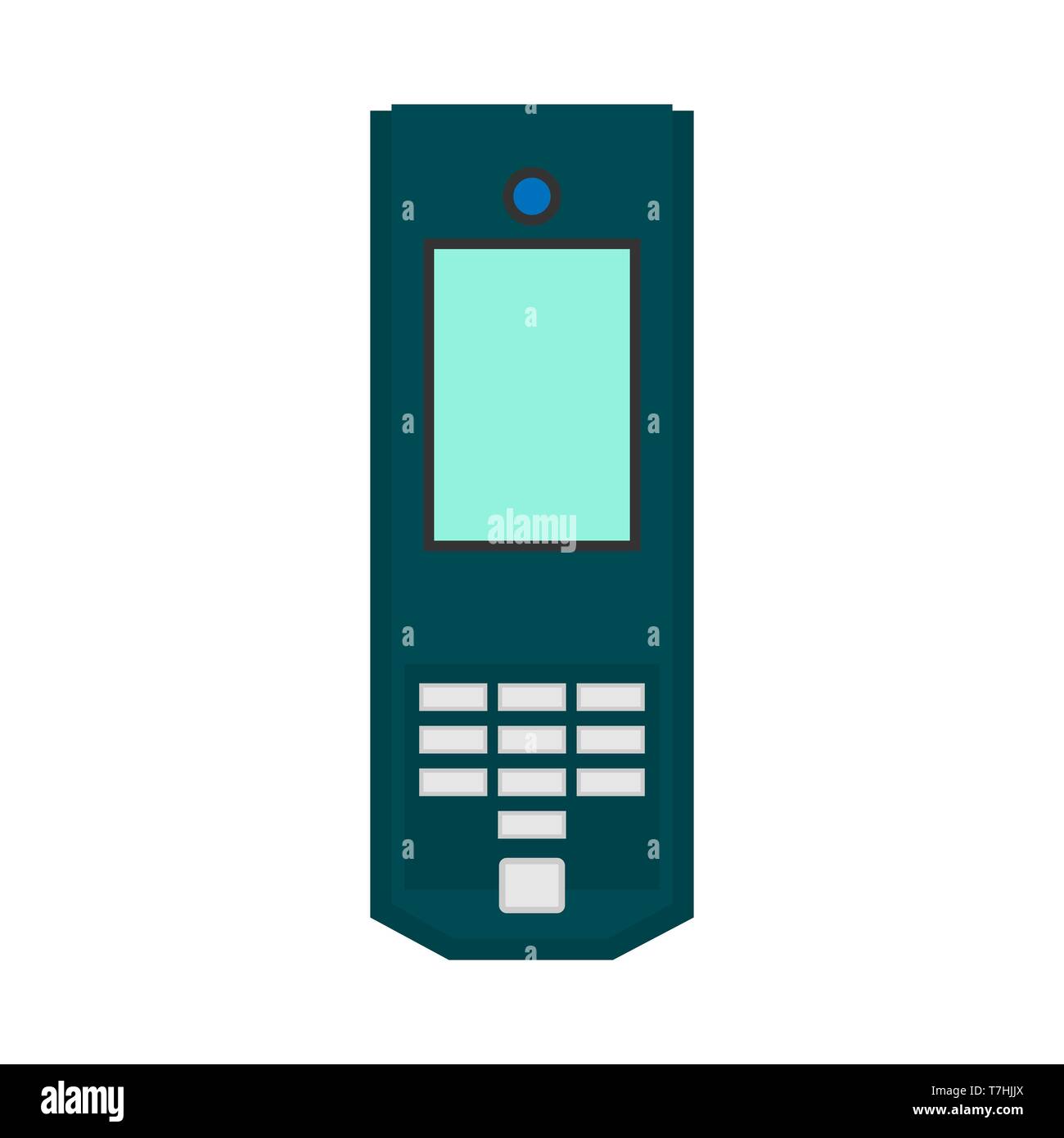 Smartphone front view flat equipment vector icon. Mobile screen gadget technology electronic. Device cellular white Stock Vector