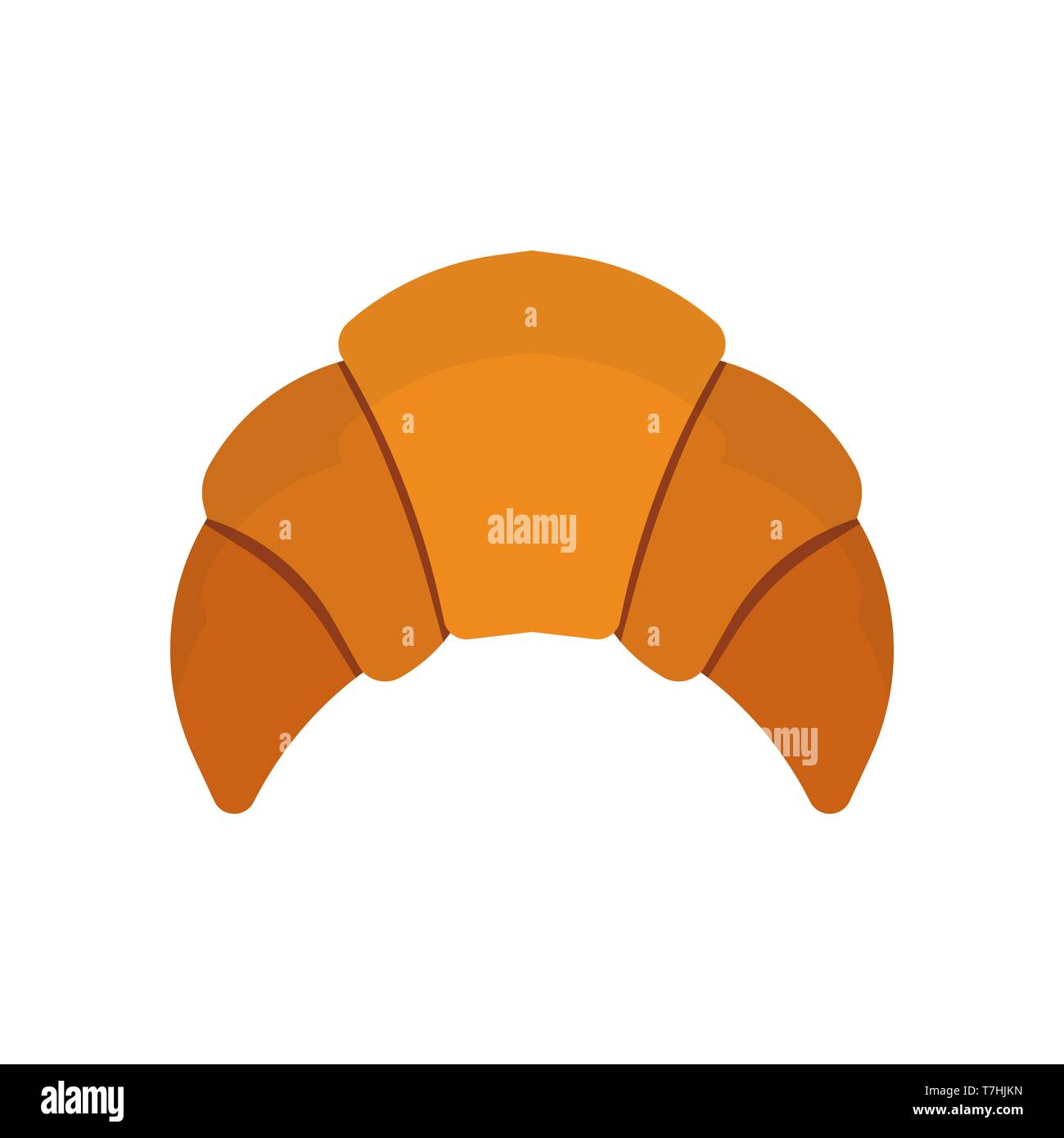 Croissant french top view meal brown cartoon bake bread above. Pastry crust vector icon lunch sweet symbol Stock Vector