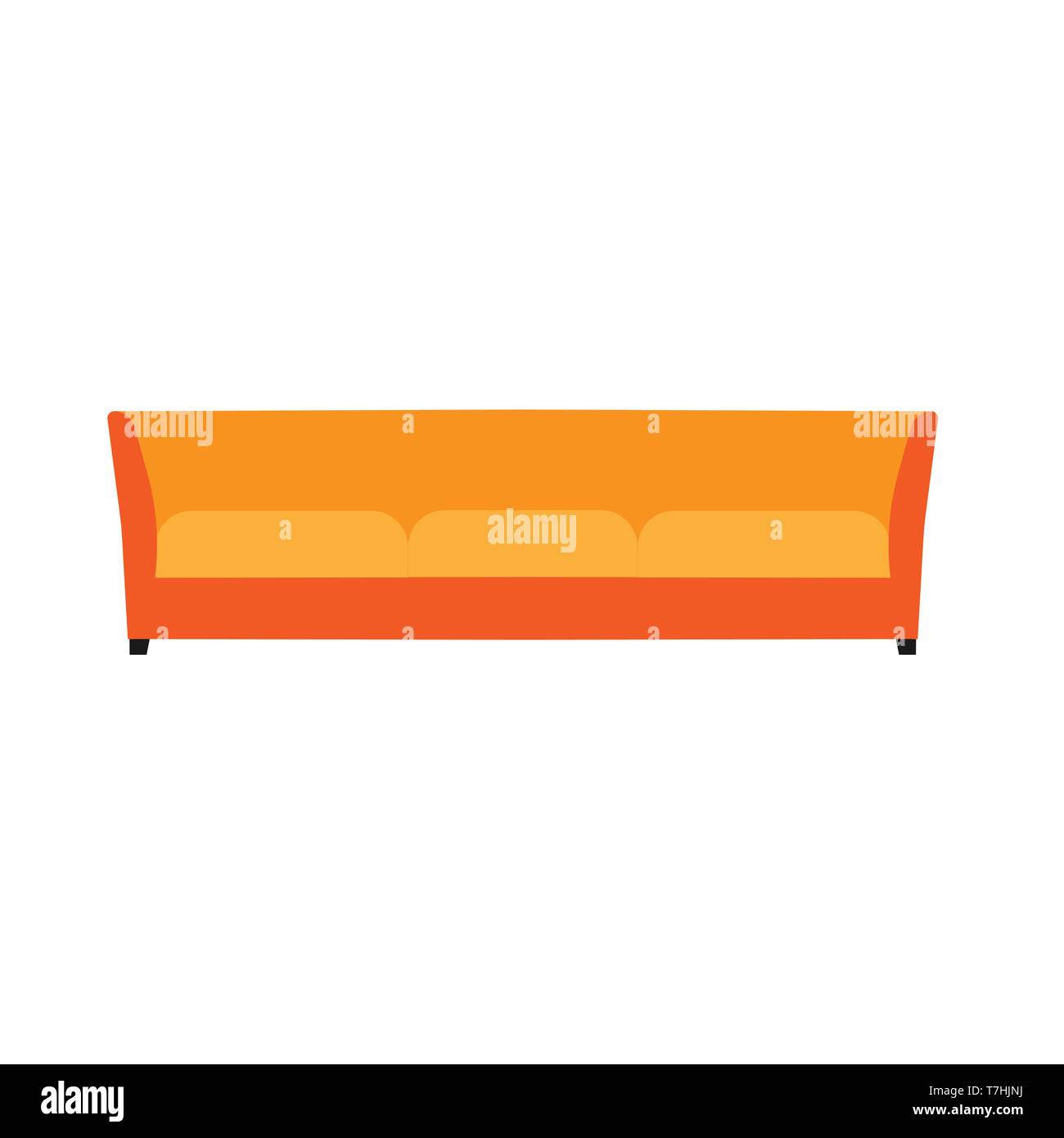 Couch decoration living room style front view vector icon. Person home ...