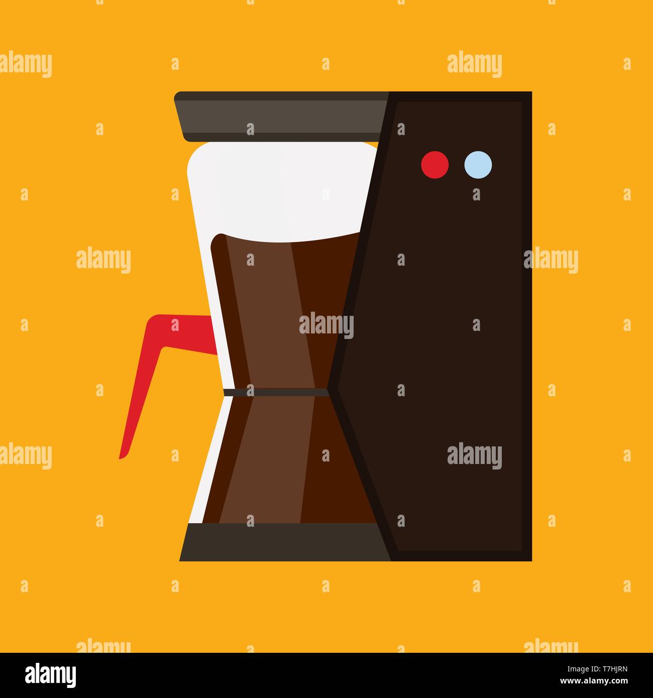 Coffee maker black equipment appliance automatic machine. Vector icon cafeteria flat grinder bean Stock Vector