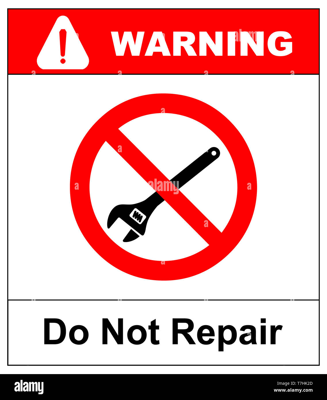 Do not repair sign with wrench. Prohibition symbol. illustration