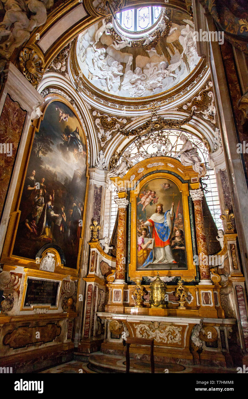 Chapel of St. Louis King of France in the Church of St. Louis of the French is a Roman Catholic church in Rome,Italy Stock Photo