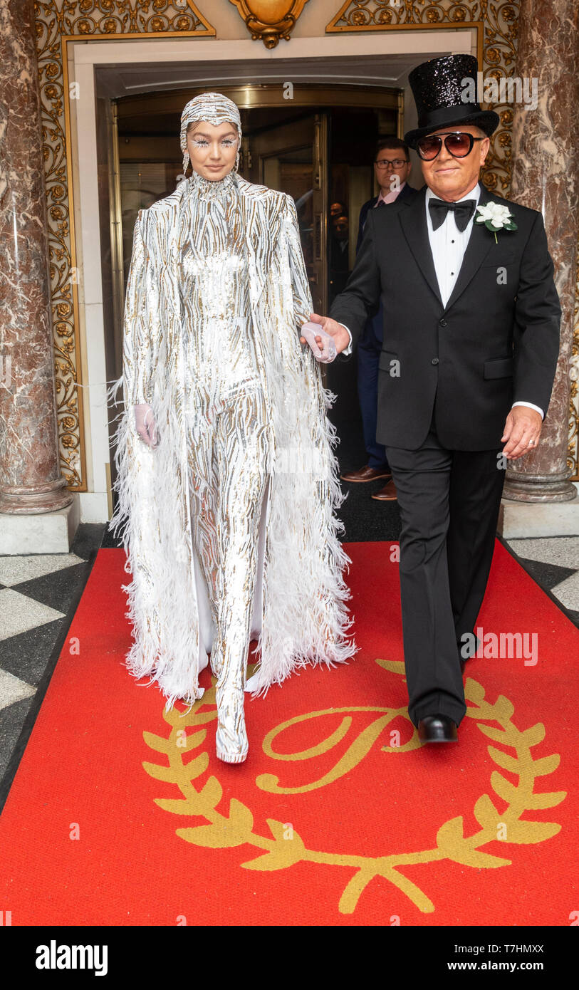 New York, NY - May 6, 2019: Gigi Hadid wearing gown by Michael Kors and Michael  Kors leave The Pierre Hotel for Met Gala on theme Camp: Notes on Fashion  Stock Photo - Alamy