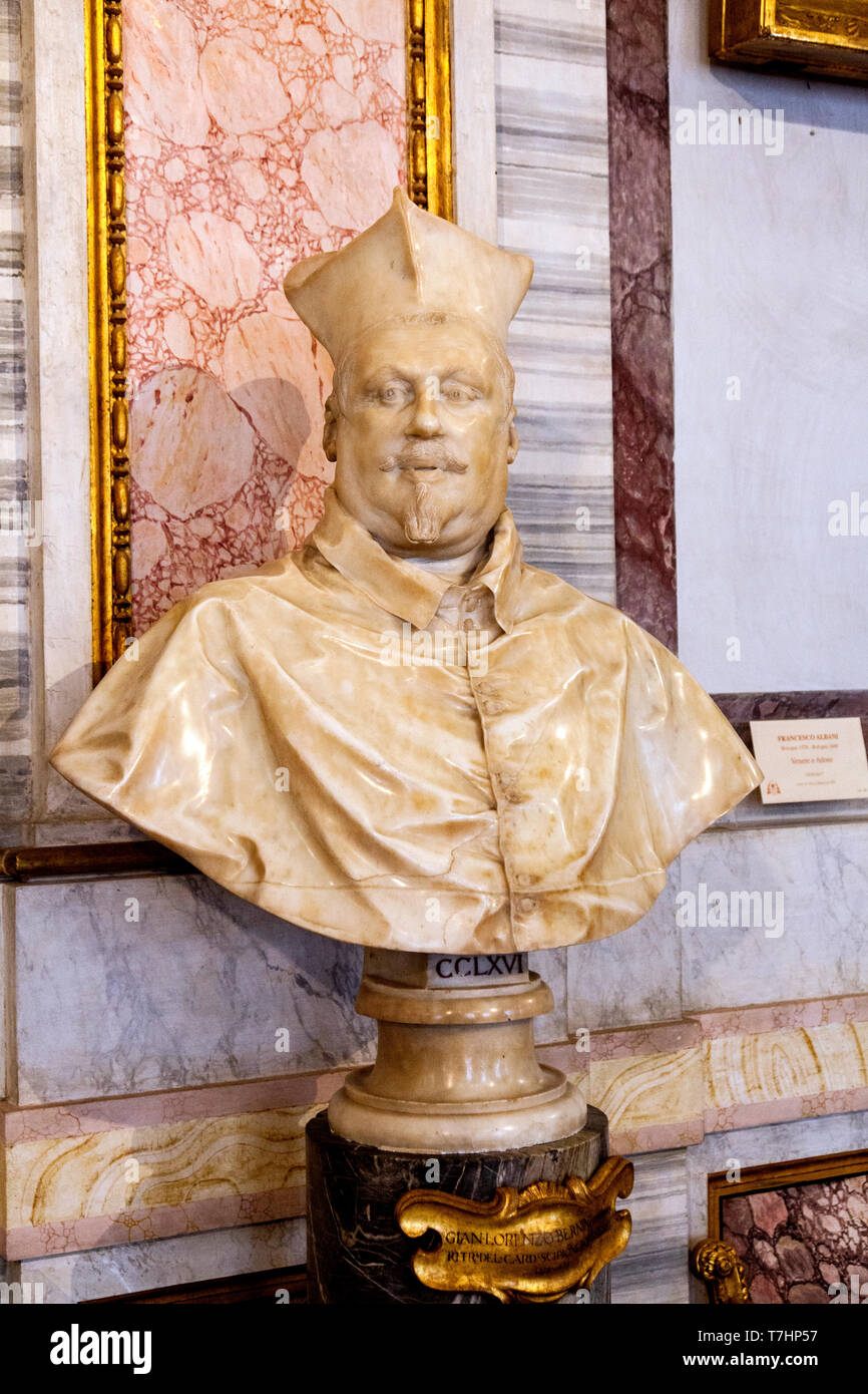 Two busts of Cardinal Scipione Borghese by artist Gian Lorenzo Bernini in 1632. in the Galleria Borghese,Rome,Italy Stock Photo