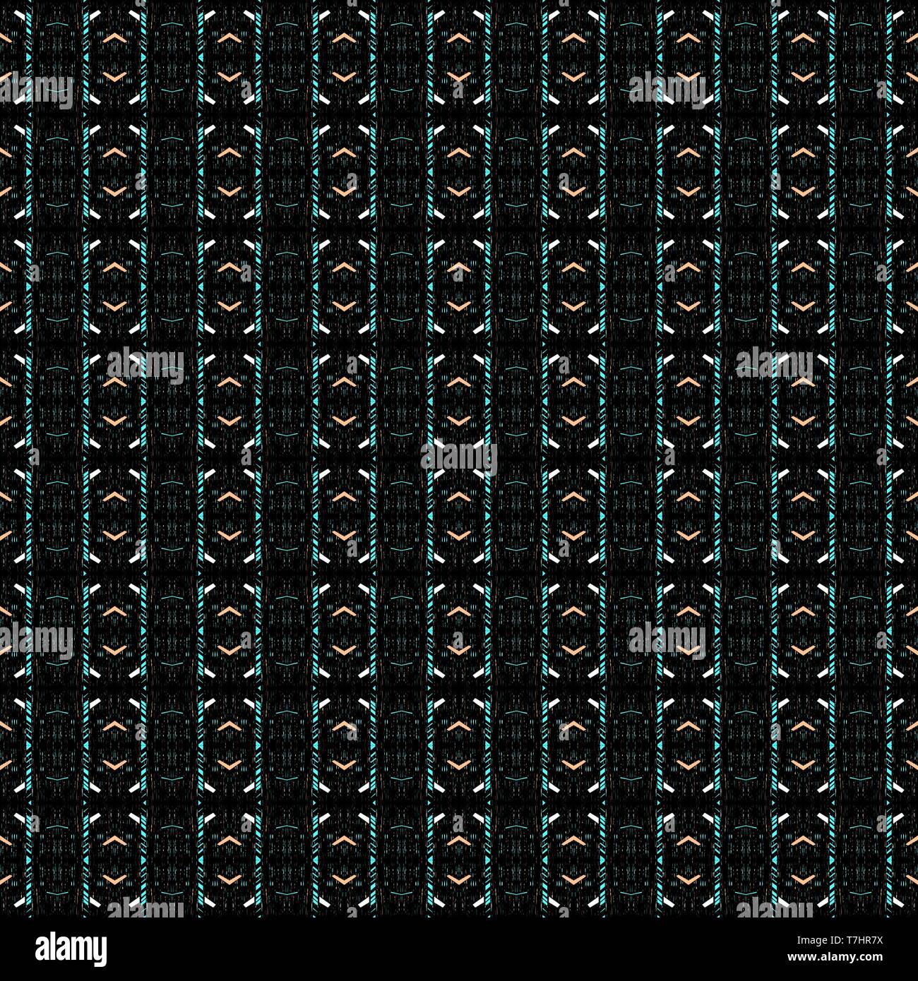 Black Tan And Medium Turquoise Colors Dark Seamless Pattern For