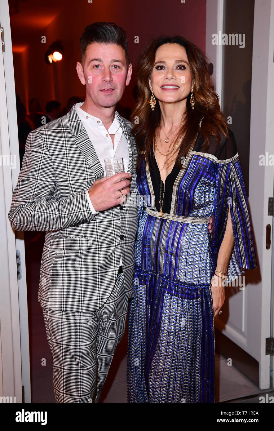 Lena Olin (right) attending the season two of Riviera Premiere hosted at Saatchi Gallery on 7 May - Series 2 airs on Sky Atlantic and NOW TV 23 May - in London. Stock Photo