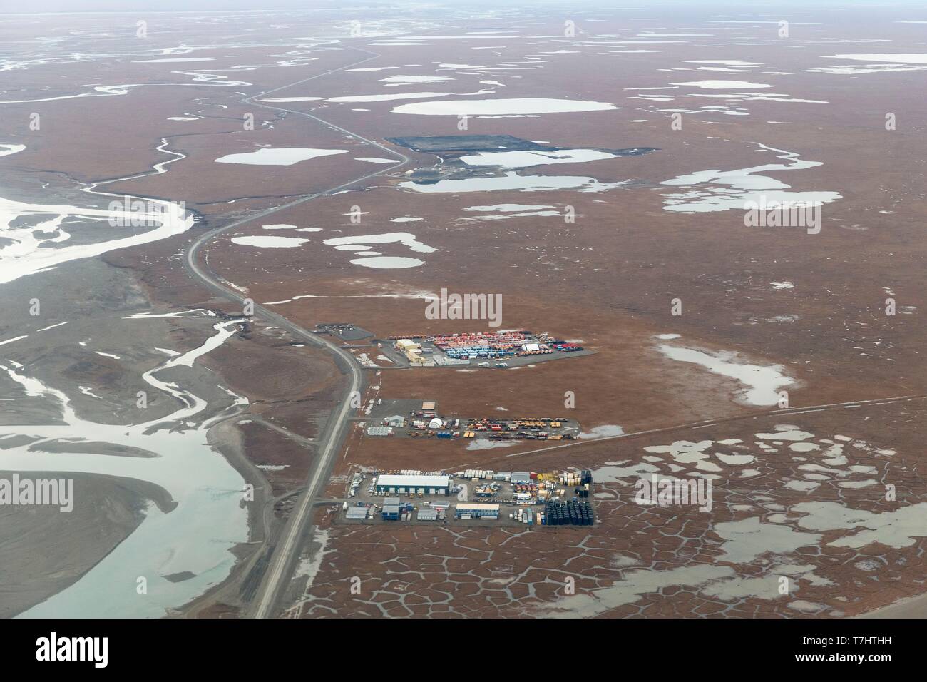 Aerial view of prudhoe bay united states hires stock photography and