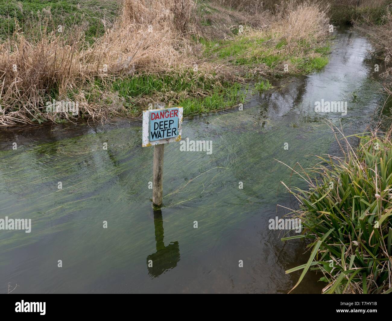 Danger deep water sign Stock Photo