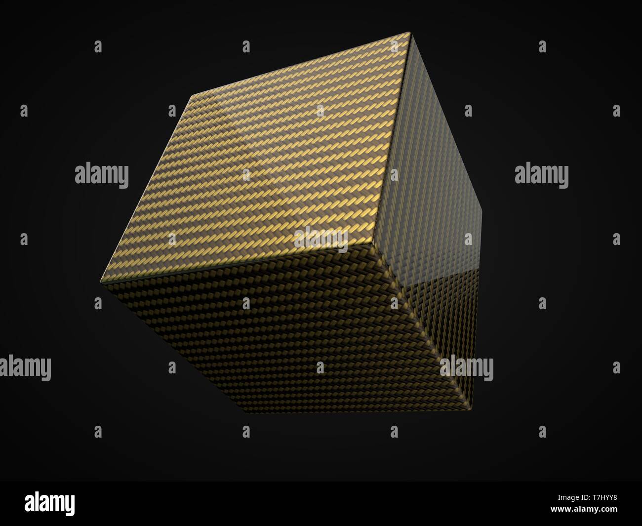 golden Carbon fiber cube on black background. 3d illustration Stock ...