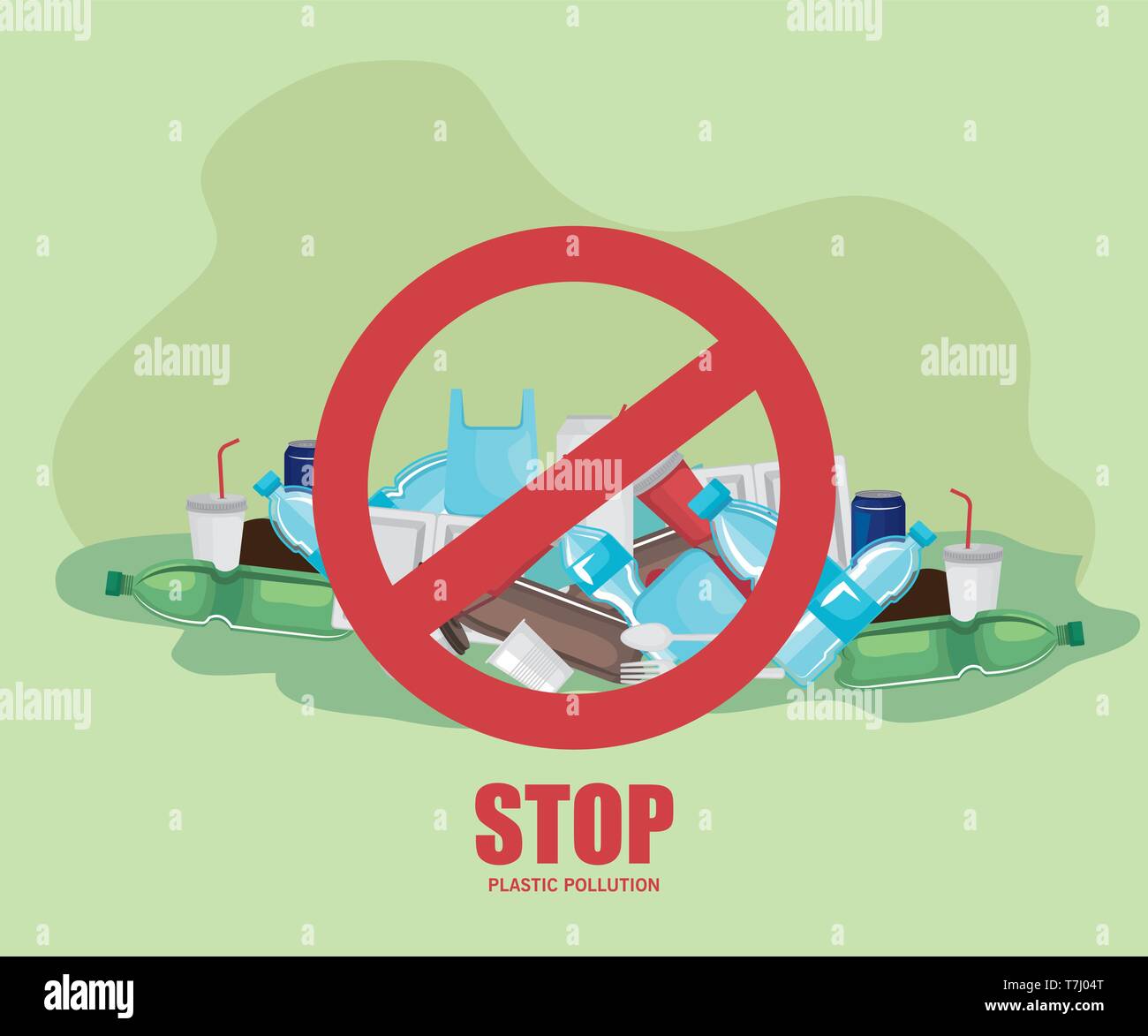 toxic plastics waste contamination of environment Stock Vector Image