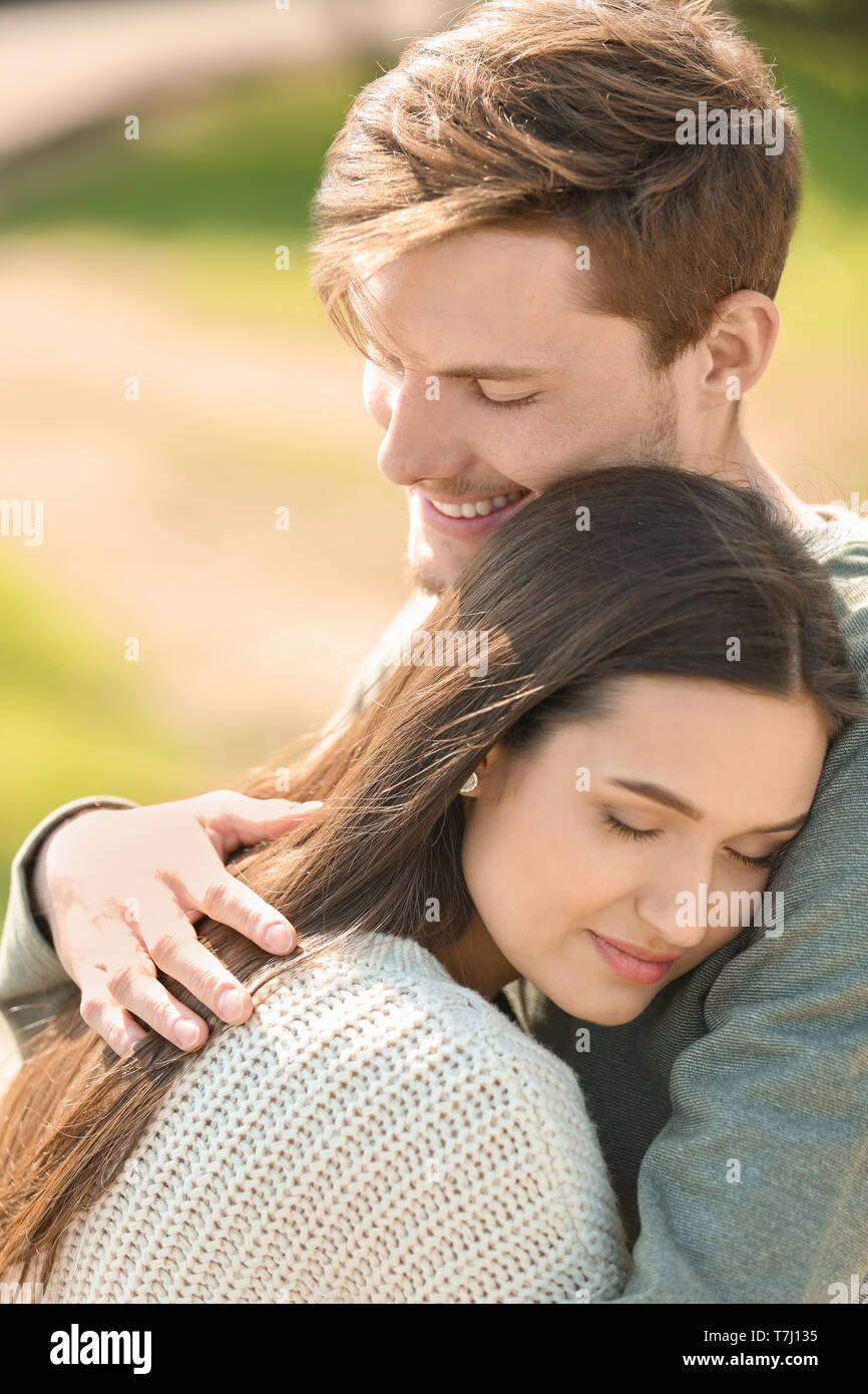 Portrait of cute lovely couple outdoors Stock Photo - Alamy