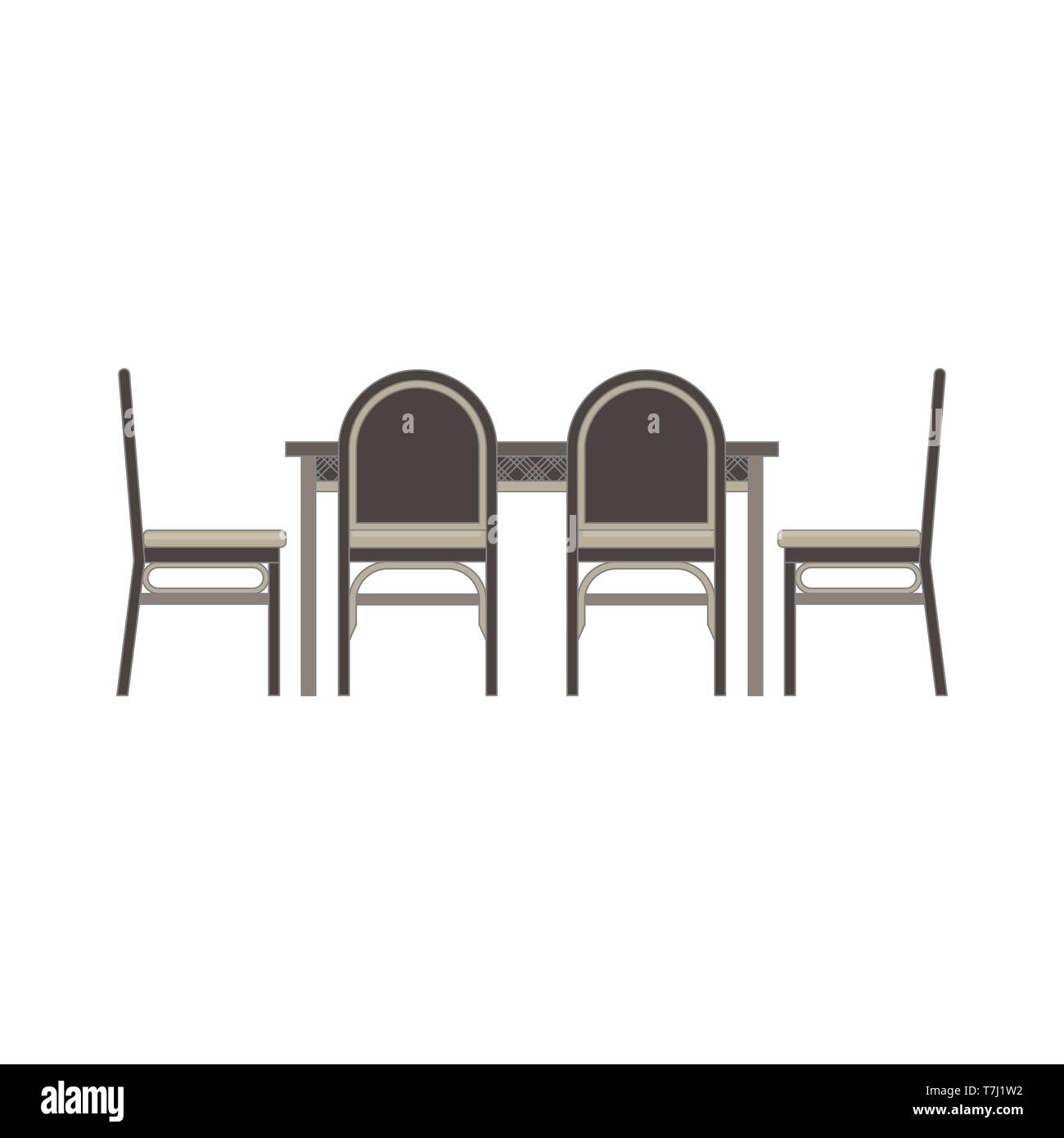 Vector table chair two flat icon isolated. Restaurant furniture side