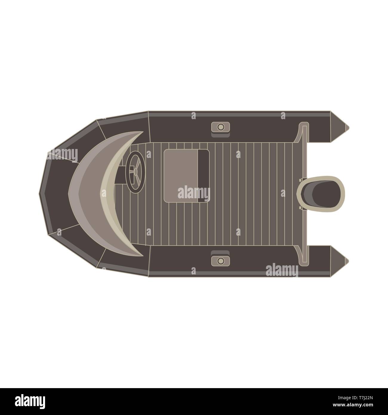 Vector inflatable boat flat icon top view isolated. Vessel design motor ...