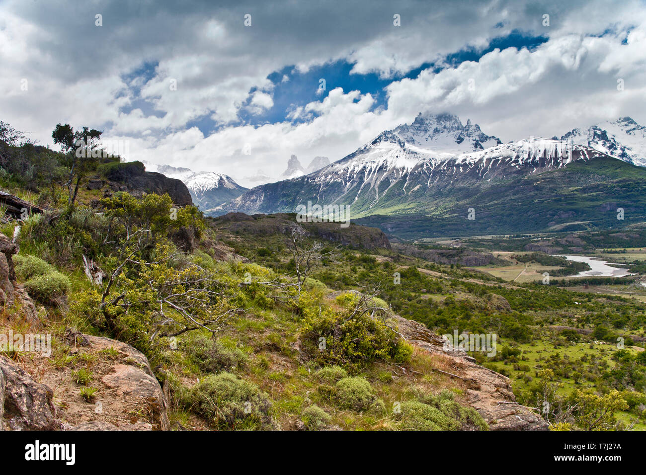 The glaciated river valley of Rio Ibanez,Cerro castillo national park ,Aysén,Chile Stock Photo