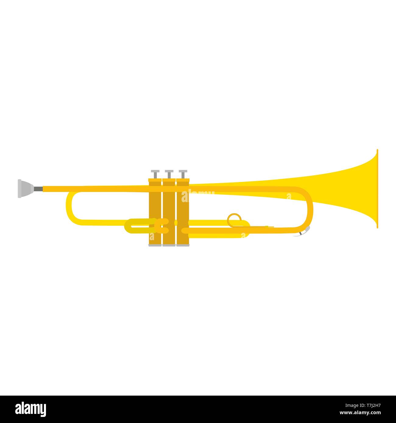 Trumpet vector icon illustration brass horn music musical instrument isolated white sound bugle Stock Vector