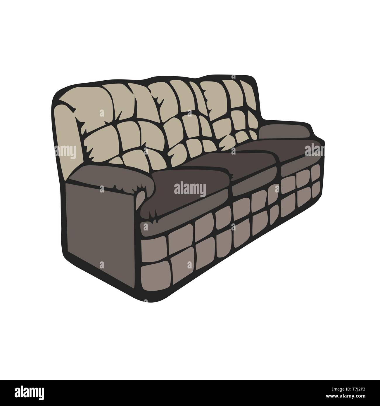 Sofa vector illustration furniture room couch interior design grey ...