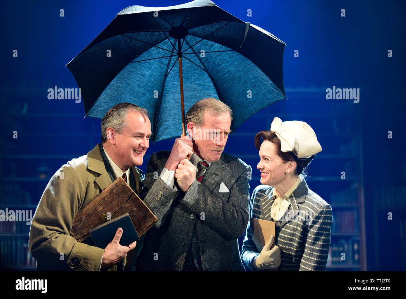 Left to right: Hugh Bonneville as C.S. Lewis, Andrew Havill as Warnie, Liz White as Joy Gresham in Shadowlands by William Nicholson, Chichester Theatre. Stock Photo