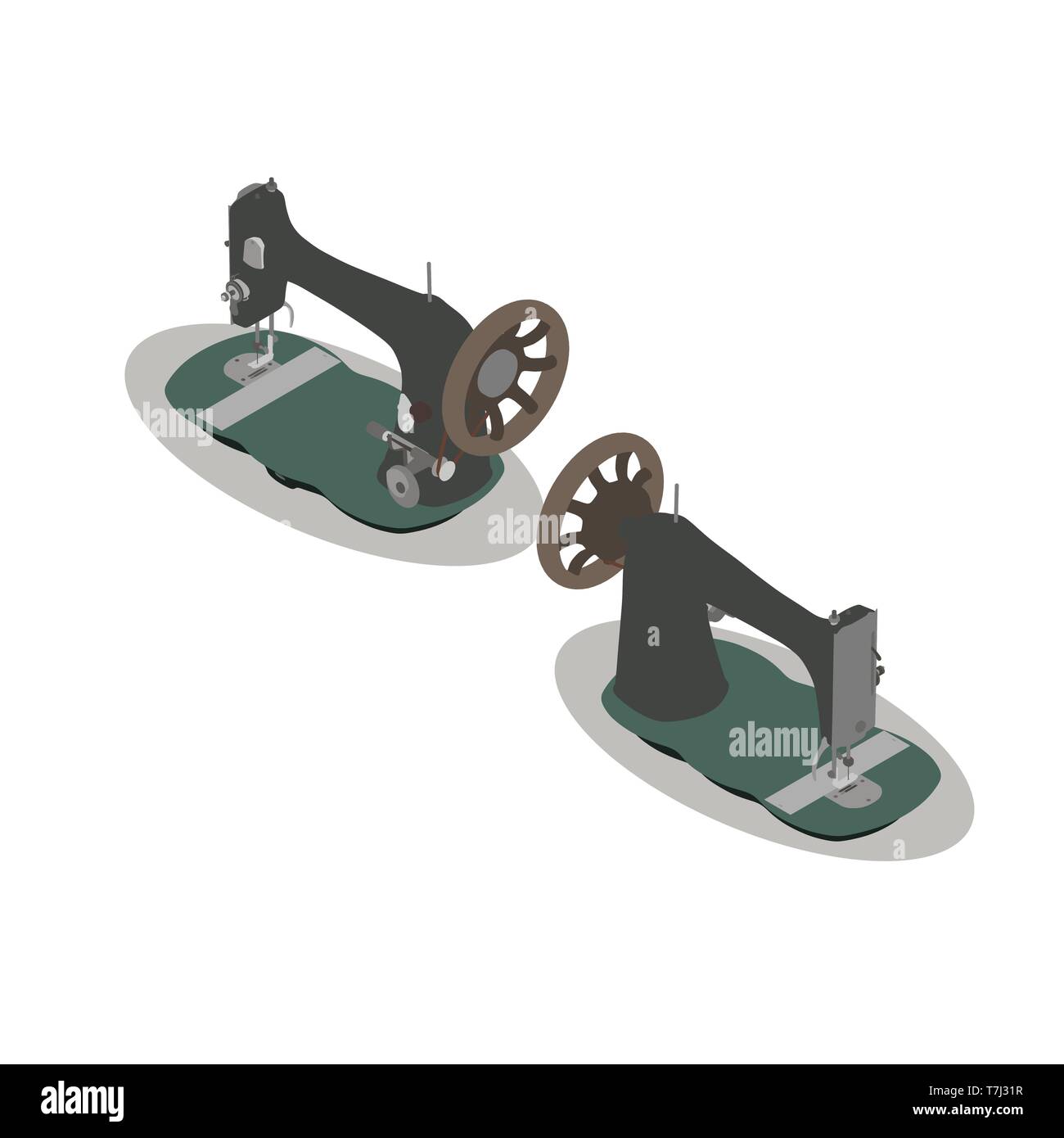 Sewing machine isometric vector vintage old illustration tailor icon ...