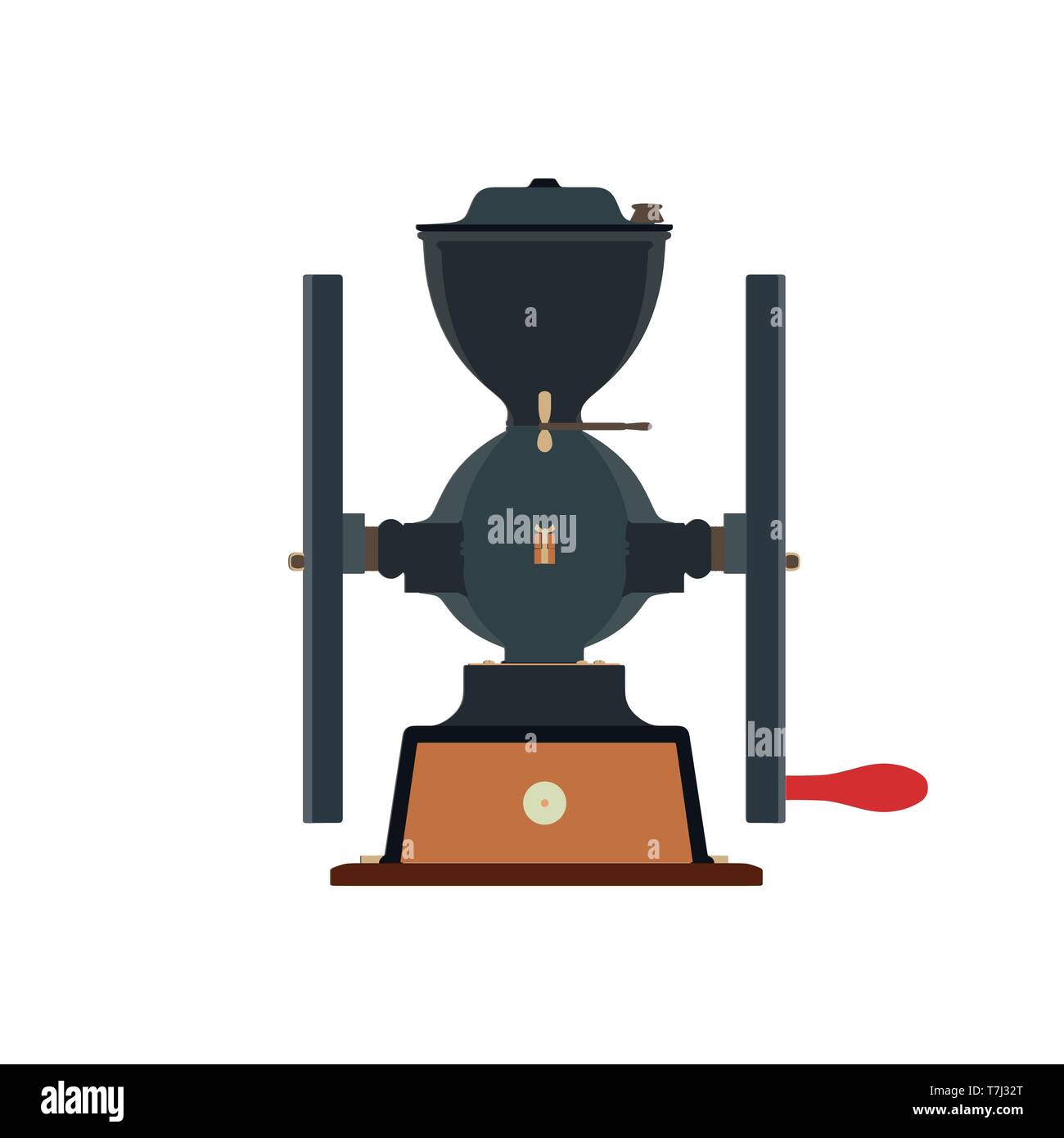 Coffee grinder vector illustration vintage icon cup cafe drink espresso retro set design mill isolated Stock Vector