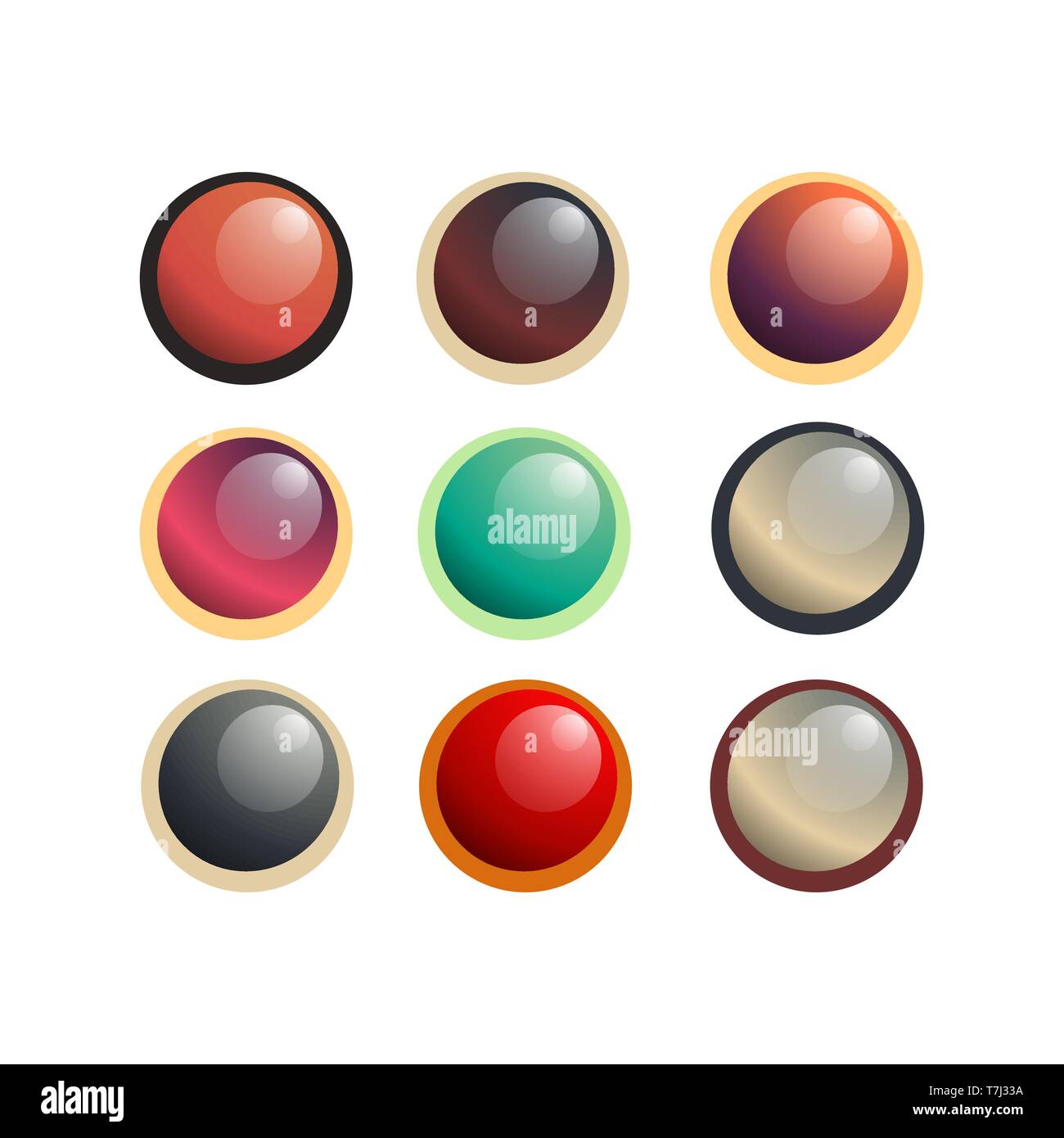 Button round circle icon vector label set, web symbol design isolated ...