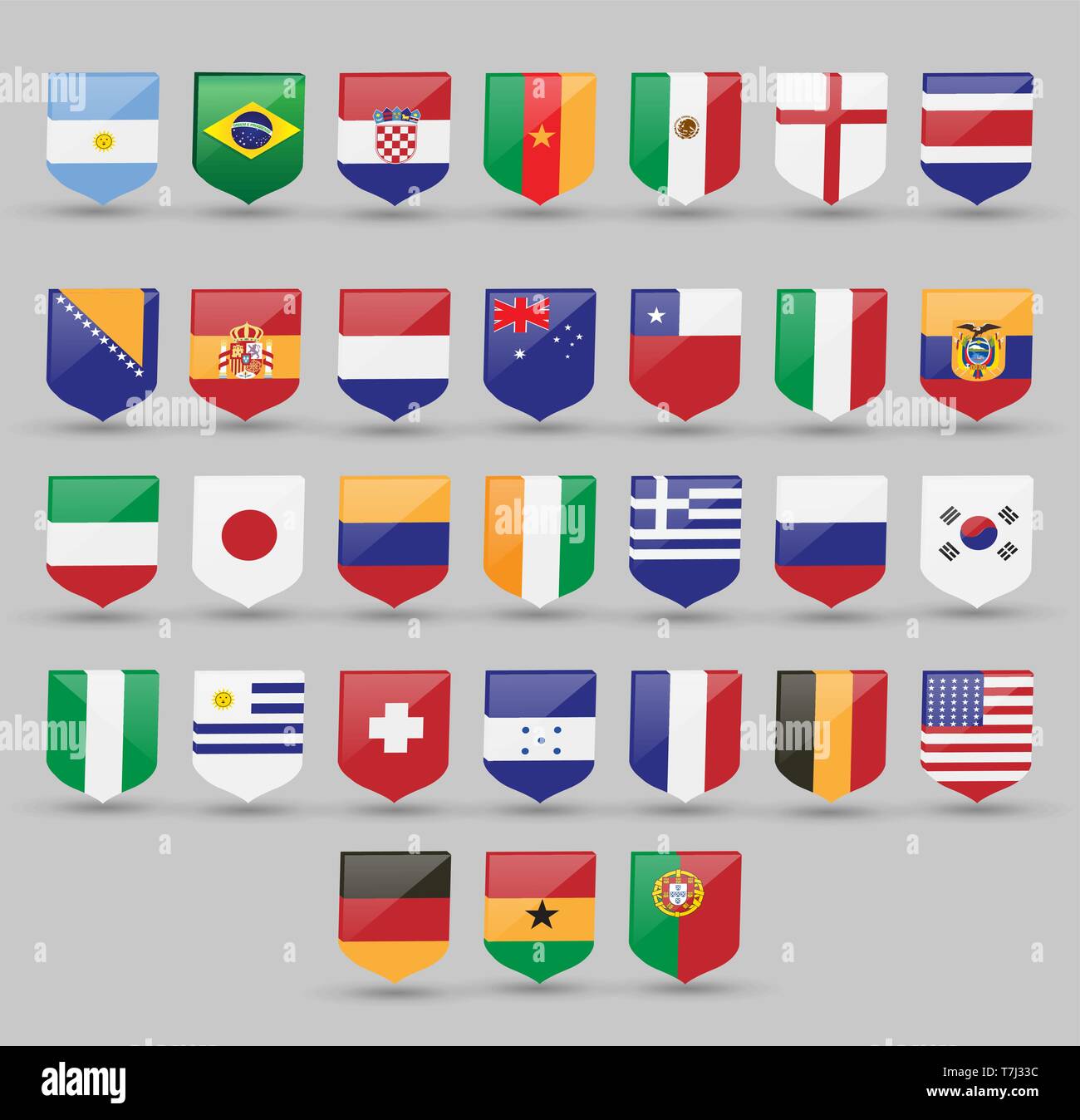 Flags world vector set national illustration symbol international america collection all south