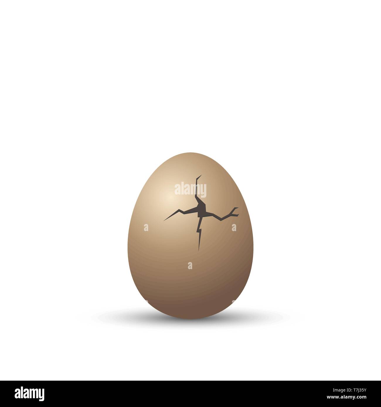 Egg cracked easter vector crack white isolated shell illustration Stock Vector