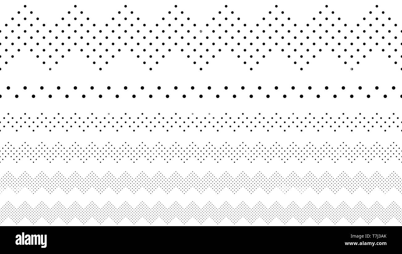 Black and white repeating dotted pattern page divider line set Stock ...