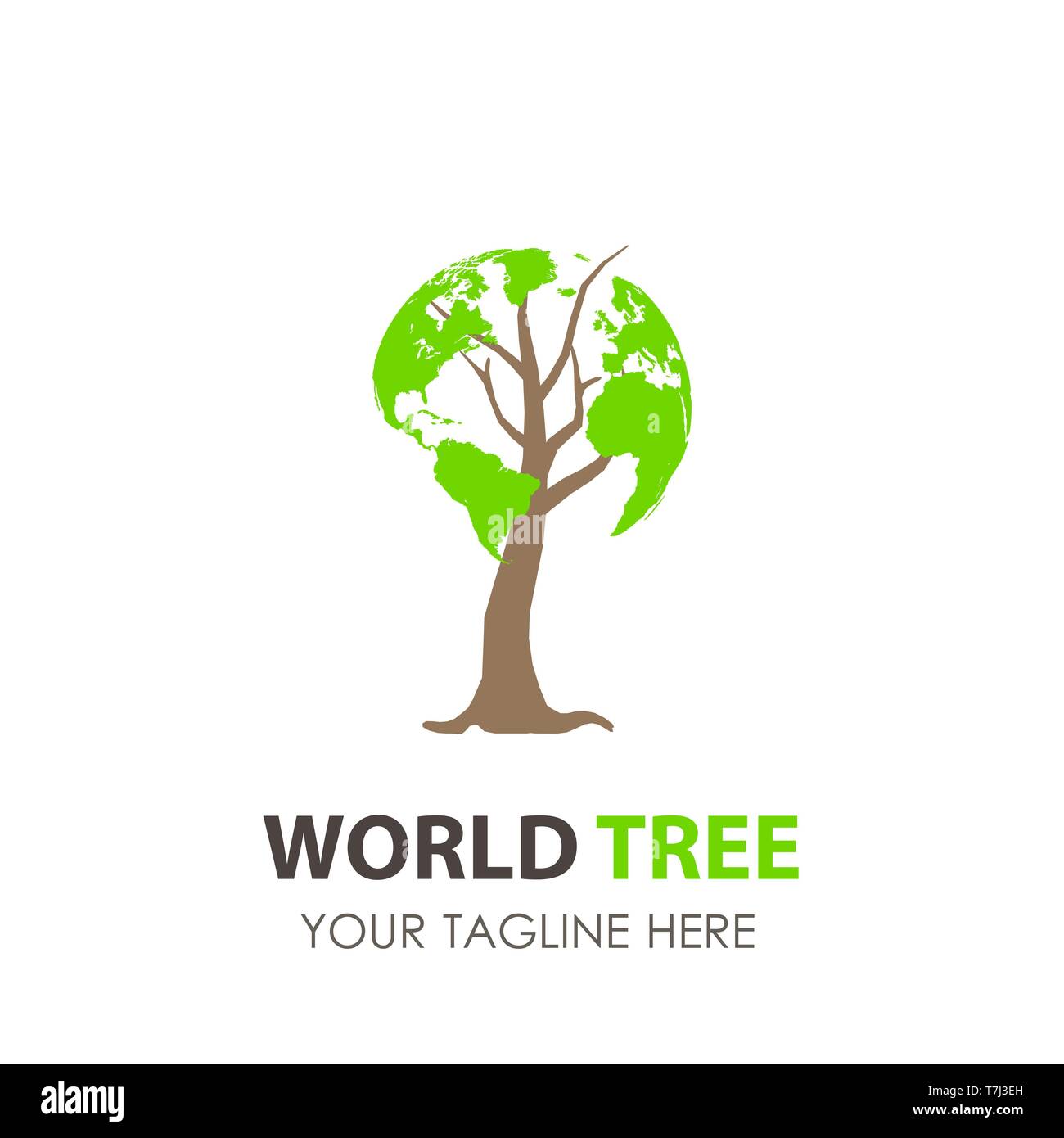 Logo tree world design vector green eco leaf icon illustration nature ...