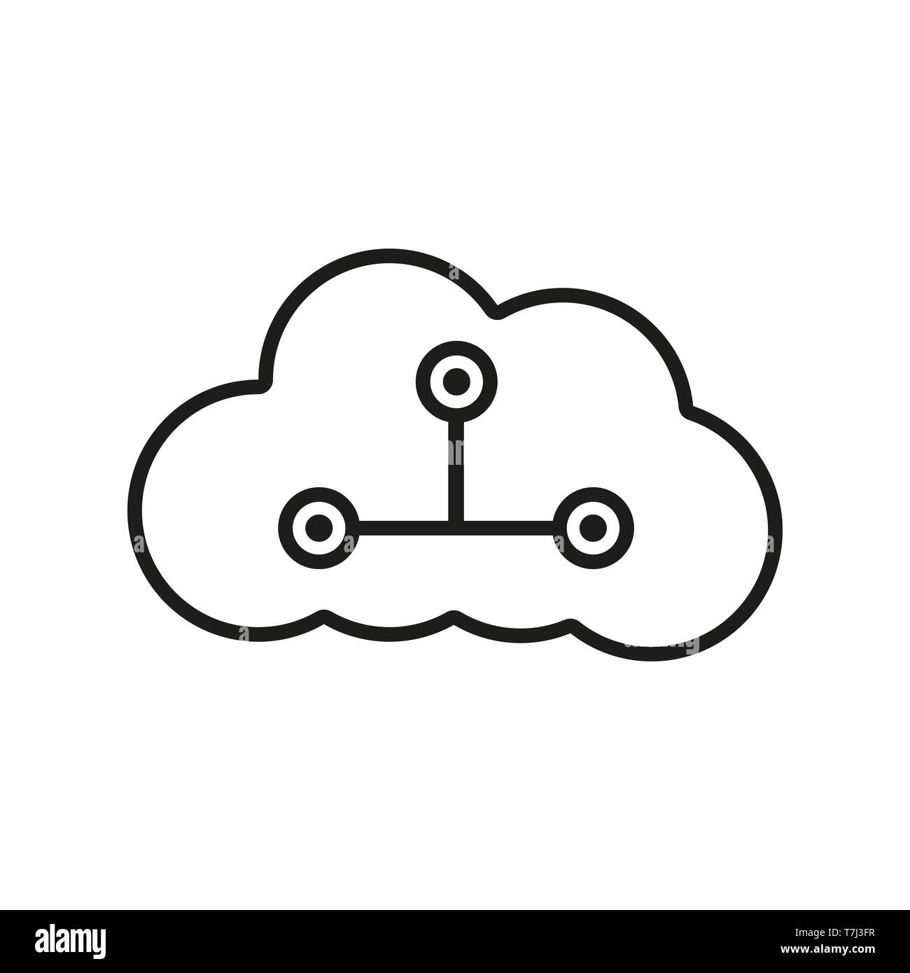Cloud computing vector computer data concept. Technology illustration network icon line Stock Vector