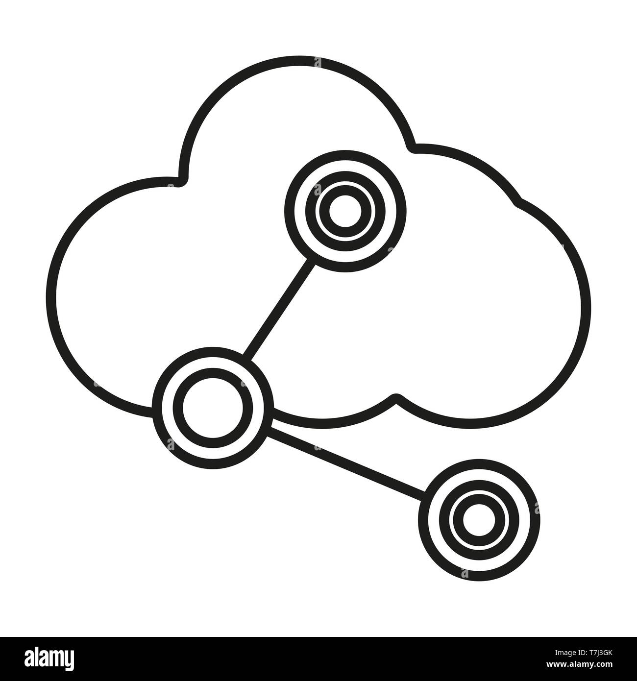 Cloud icon computing outline vector line computer upload web illustration linear server storage network data Stock Vector