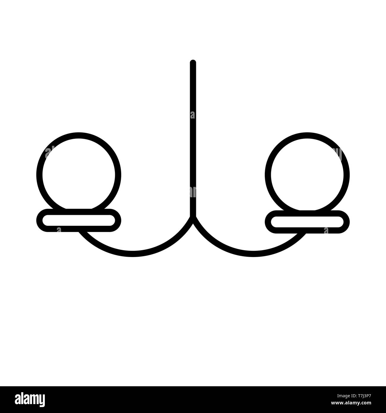 Chandelier line icon isolated on white background. Outline thin interior art pictogram bright vector. Stock Vector