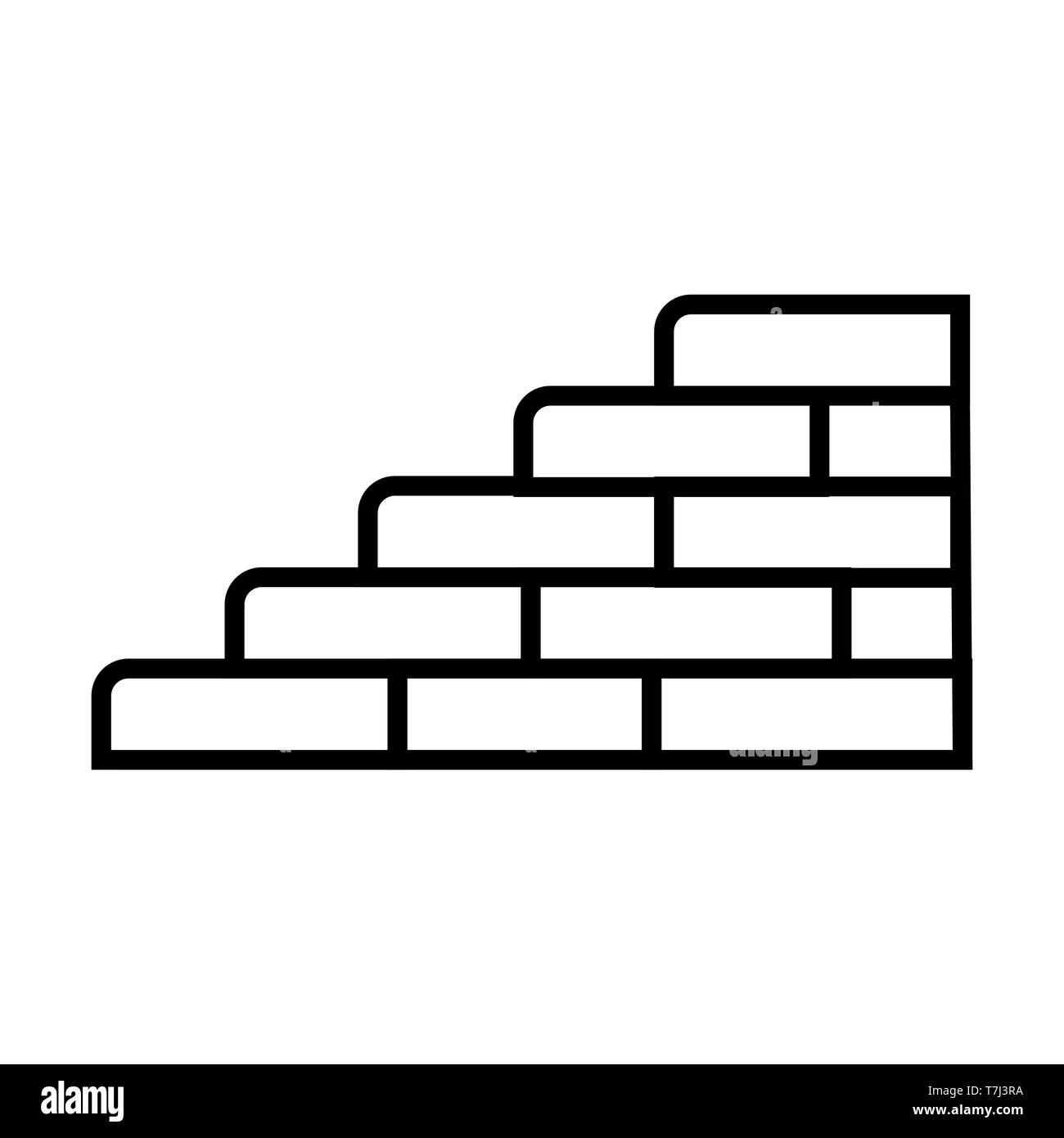 Stairs line icon isolated on white background. Outline thin black staircase vector. Stock Vector