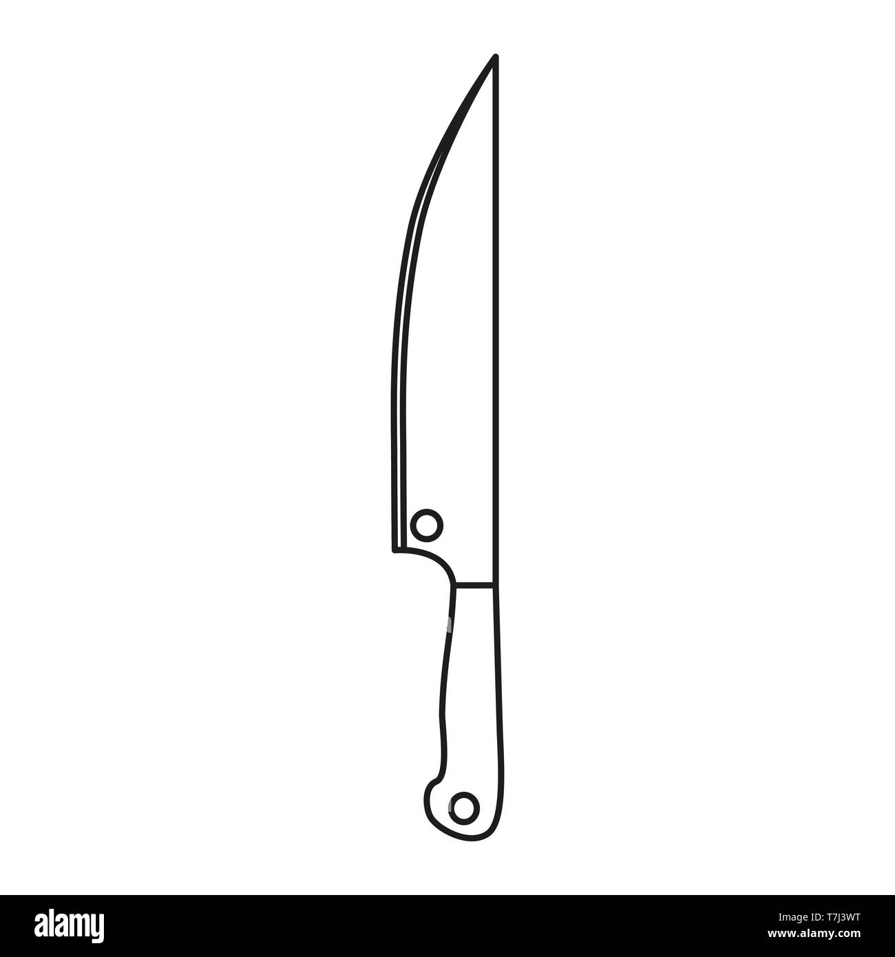 Knife line icon isolated on white background. Outline thin black