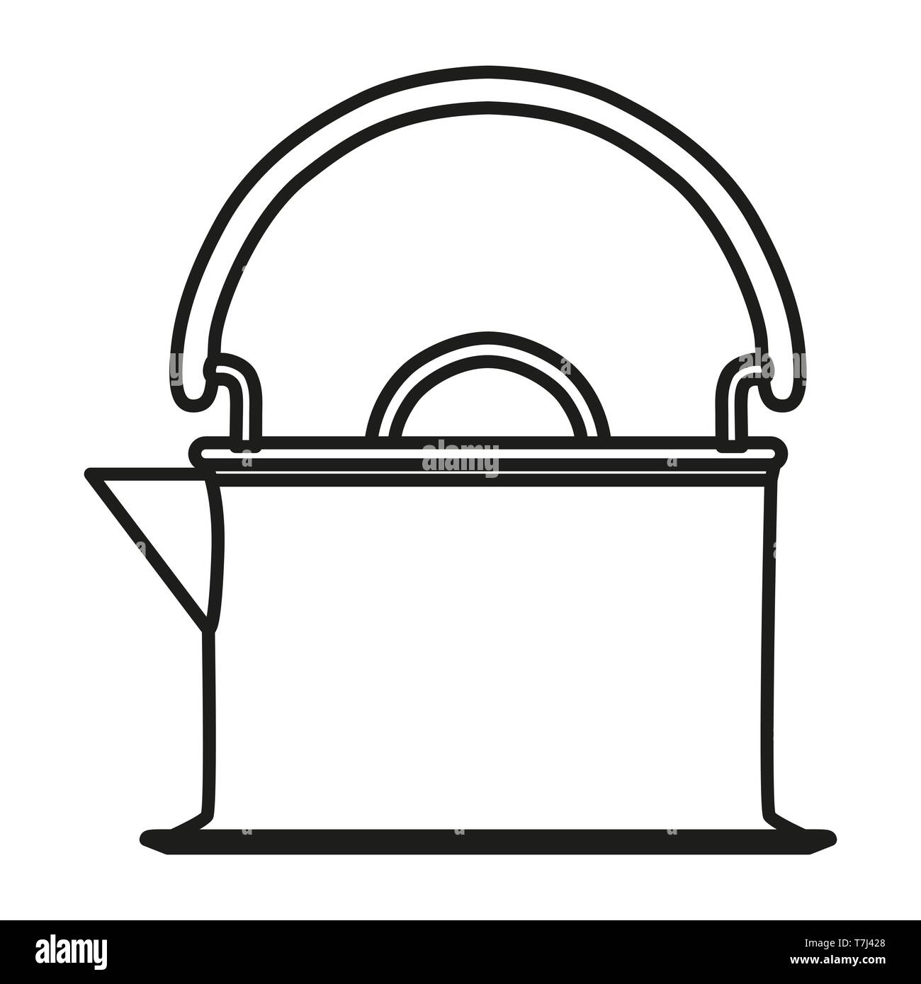 Tea kettle line icon isolated on white background. Outline thin simple appliance vector. Stock Vector