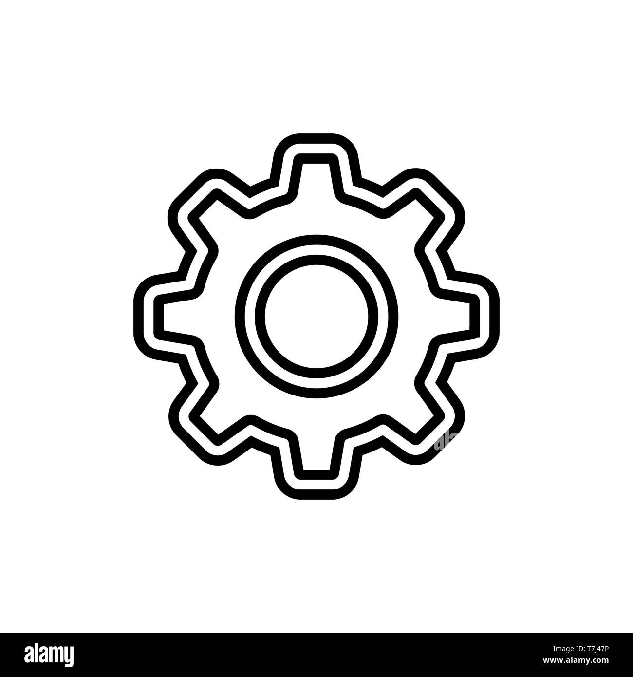 Gear line icon isolated on white background. Outline thin equipment