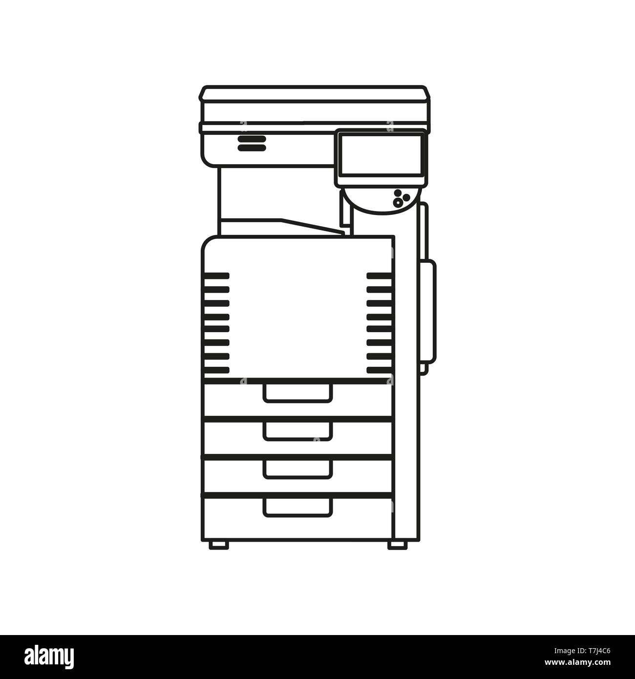 Printer line icon isolated on white background. Outline thin business ...